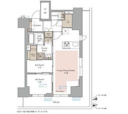 ラティエラ上野稲荷町 2LDKの間取図画像