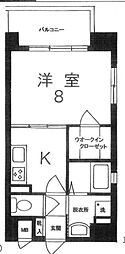ポールスター旗の台 1Kの間取図画像