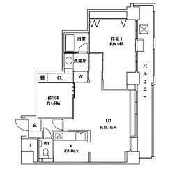 ネクサス百道レジデンシャルタワー 2LDKの間取図画像