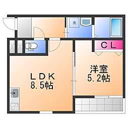 岸和田市藤井町2丁目アパート 1LDKの間取図画像