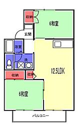 セジュールＵＥＤＡ 1階2LDKの間取り