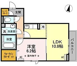 D-room煌 1LDKの間取図画像