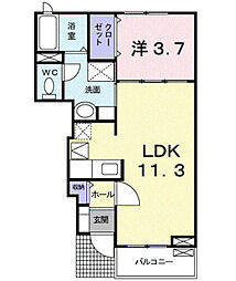 ジャルダンヴェール 1LDKの間取図画像