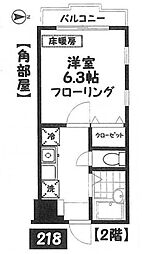 HGS府中イースト 1Kの間取図画像