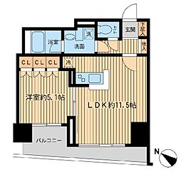 日本橋ファーストレジデンス 6階1LDKの間取り
