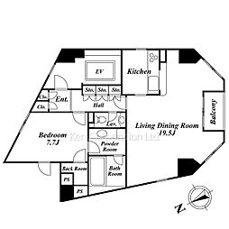LunaRossa南青山 1LDKの間取図画像