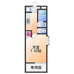 フィオーレ桑原 1Kの間取図画像