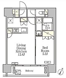 ジオエント白金台 7階1LDKの間取り