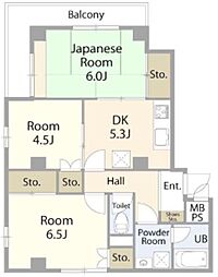 リッジ・タピオラ 4階3DKの間取り