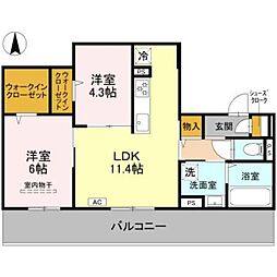 ヌーベル・ヴィ―侍従池 3階2LDKの間取り