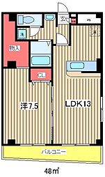 ラバージュ稲毛 1LDKの間取図画像