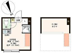 ヴェローナ平井 1階ワンルームの間取り
