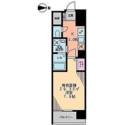 都営新宿線 西大島駅 徒歩2分の賃貸マンション 3階1Kの間取り