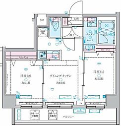 ジェノヴィア白糸台スカイガーデン 2DKの間取図画像