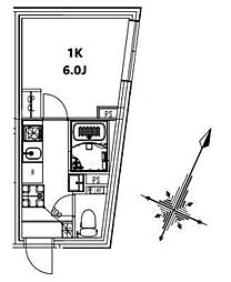 リュジアン北赤羽 3階1Kの間取り