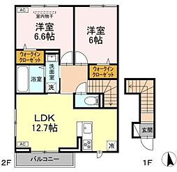フォルテーヌ・イイクラII 2LDKの間取図画像