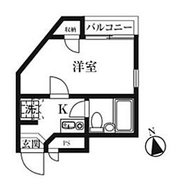 キャトルセゾン東橋本 3階1Kの間取り
