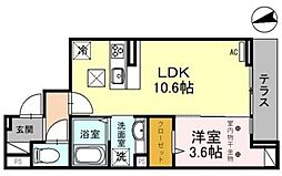 D-RESIDENCE仙波町 1階1LDKの間取り