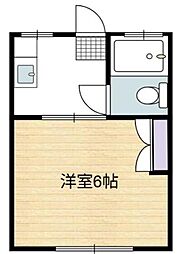 矢島ハイツ 2階1Kの間取り