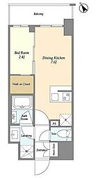 グランカーサ横濱石川町 1DKの間取図画像