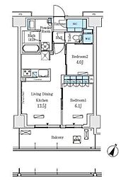 ロイヤルパークス赤羽ノース 3階2LDKの間取り