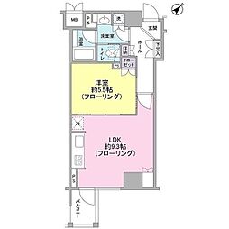 クオリア銀座 2階1LDKの間取り