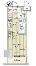 セリオ落合東中野 3階1Kの間取り