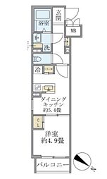ビューテラス茗荷谷 1DKの間取図画像