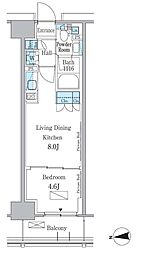 パークアクシス新宿百人町 3階1LDKの間取り
