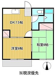 ハイツニューエル 2DKの間取図画像