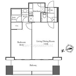 オランダヒルズ森タワーＲｏＰ 9階1LDKの間取り