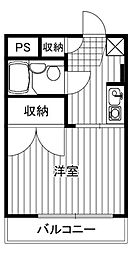 JR横浜線 橋本駅 徒歩13分の賃貸マンション 3階1Kの間取り