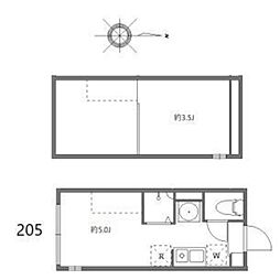 ハーモニーテラス小岩ウエストII ワンルームの間取図画像
