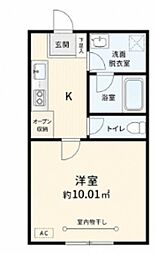 Lucent船橋 1Kの間取図画像