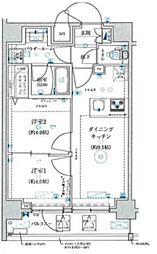 ベルシード墨田 8階2DKの間取り