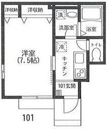 メゾンプリムール 1Kの間取図画像