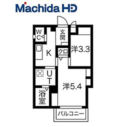 神戸市西神・山手線 妙法寺駅 徒歩4分の賃貸マンション 3階2Kの間取り