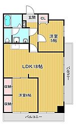 ST百道SUITES 2LDKの間取図画像