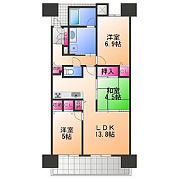 ディークラディア鳳ルネサンススクエア 3LDKの間取図画像