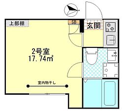 パーチェ堀切 1階1Kの間取り