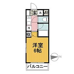 クレール樋口 1Kの間取図画像