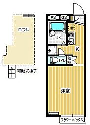 リヴェールすみれ台アネックス 1階1Kの間取り