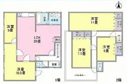 東京都北区堀船4丁目 中古住宅 1階5LDKの間取り