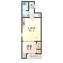 フジパレス十三北2番館 1LDKの間取図画像