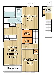 グランドグローバー大島 2LDKの間取図画像