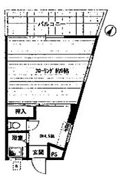 第三通南ビル 4階1Kの間取り