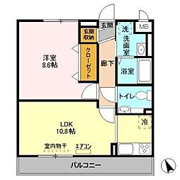 ロイヤルパレス市川 1LDKの間取図画像