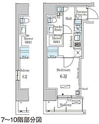 パークアクシス押上サウス 1Kの間取図画像