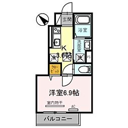 Ｂｅｒｑｏｎｔｅ 1階1Kの間取り