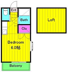 b'CASA読売ランド前re-born ワンルームの間取図画像